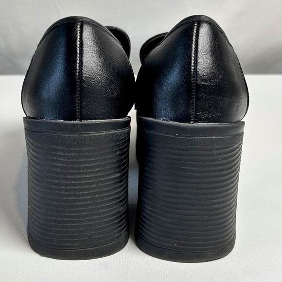 NWOT Black Chunky Square Toe Horsebit Platform Witchy Loafer Sz 7.5 - Picture 7 of 9